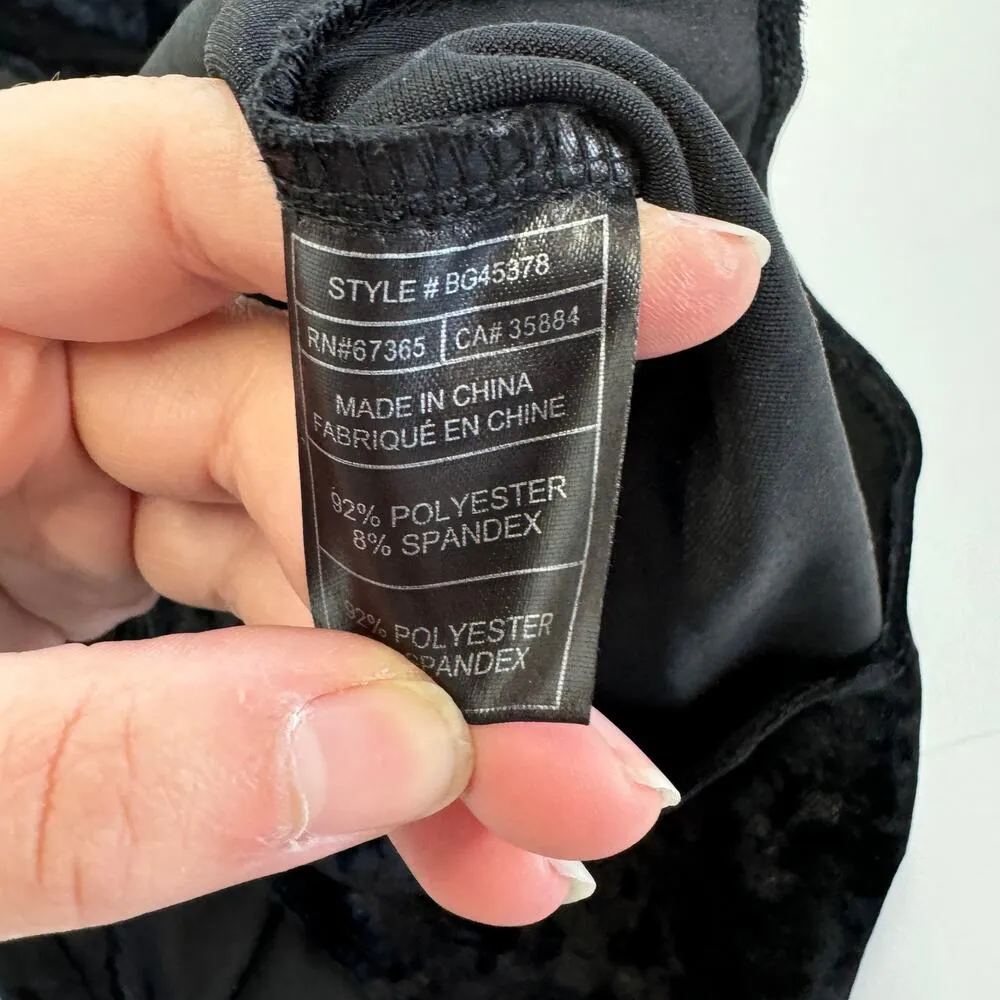 BB Dakota Bodysuit Womens X Small Black Velvet Open Back Criss Cross Halter - Image 6