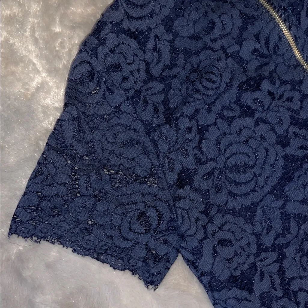 Hayden Los Angeles Navy Blue Floral Lace Mini Dress S - Image 5