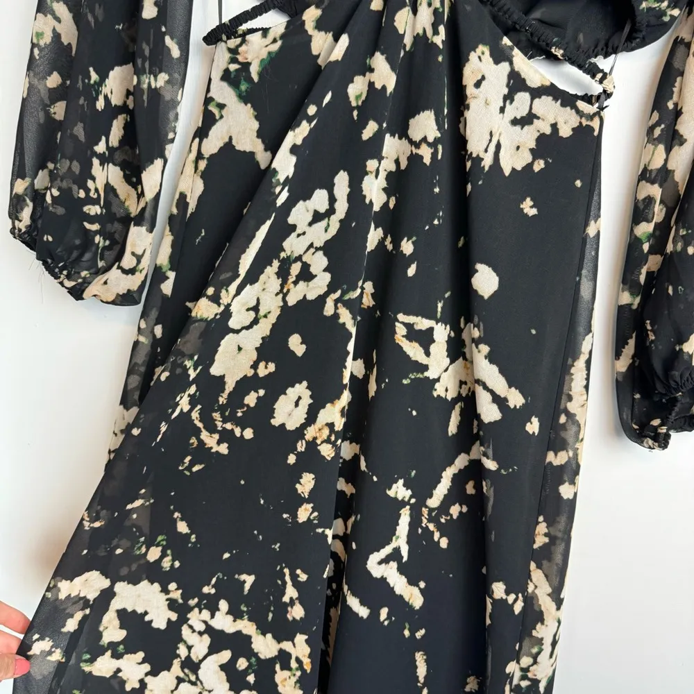 NEW ZARA Abstract Printed Midi Maxi Dress Sz XS Cutout Waist - Image 12
