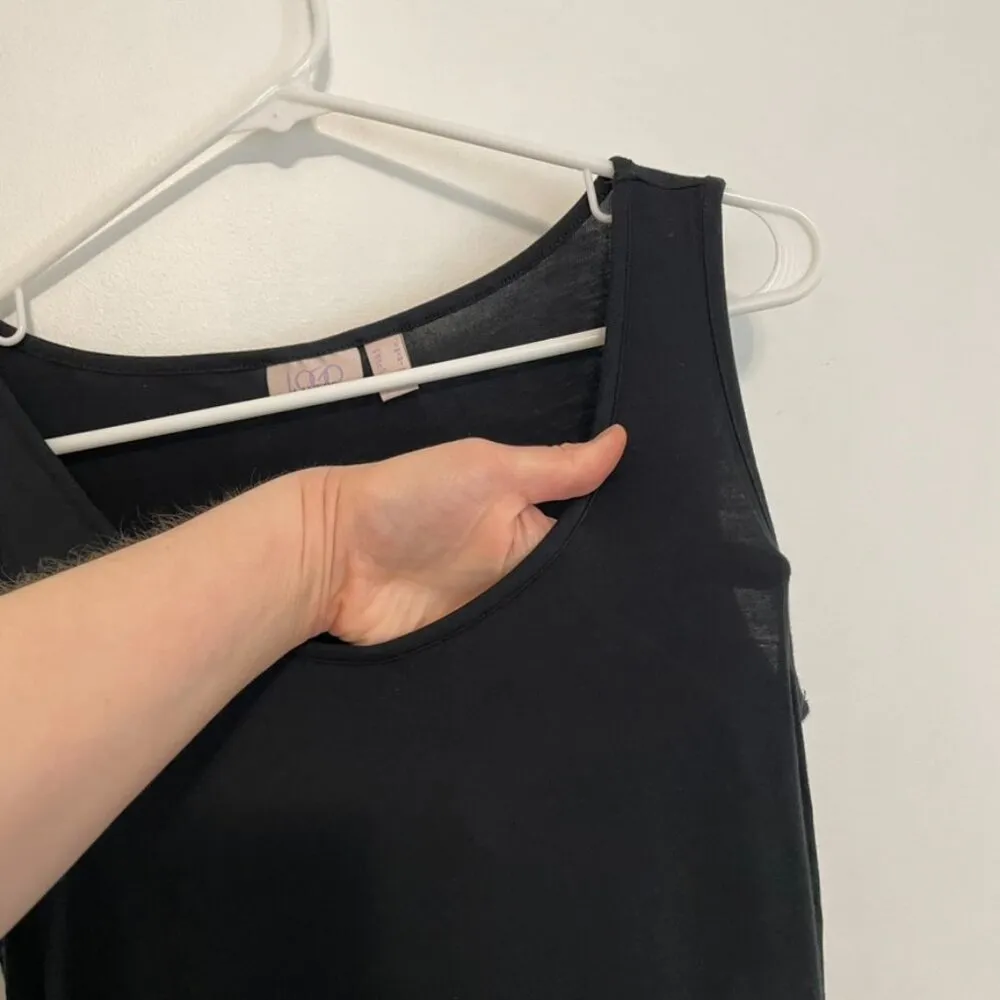 LOGO BY LORI GOLDSTEIN Layers Tank Top with Broomstick Hem Black Polka Dot Mesh - Image 5