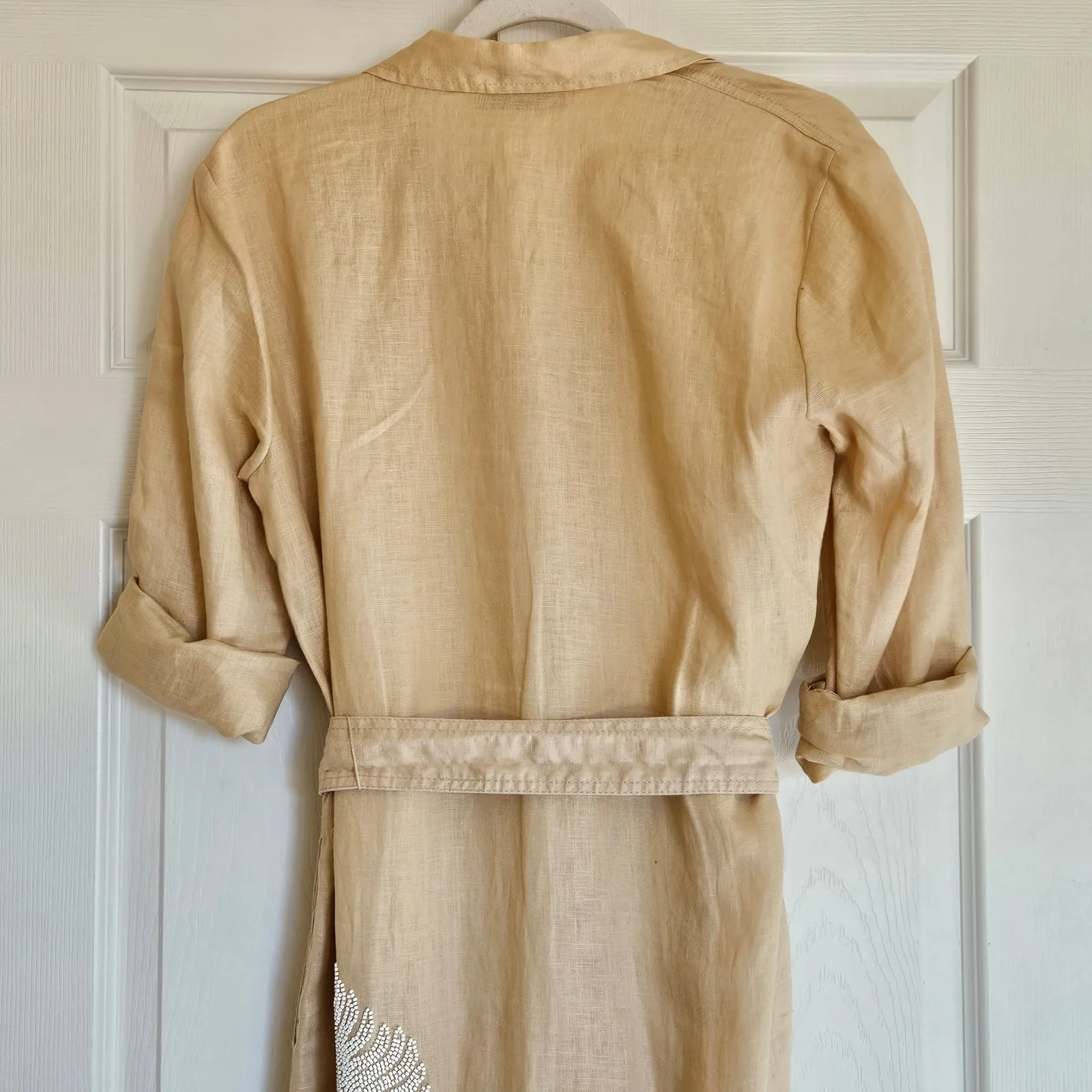 Zara Limited Edition Linen Dress With Beading‎ Size M Blogger Favorite - Image 12