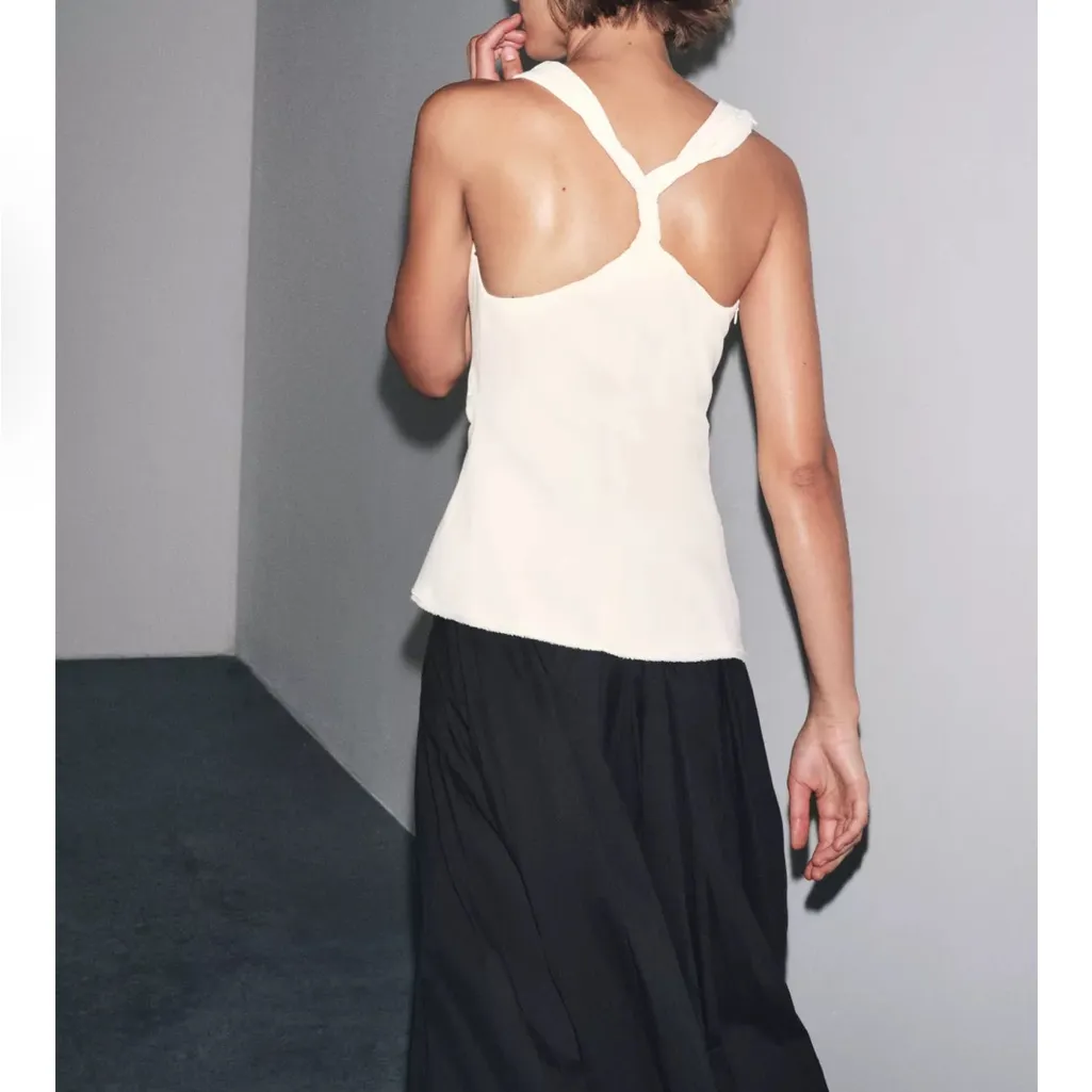 Zara NWT ZW collection combination black white flowy halter neck midi maxi dress - Image 5