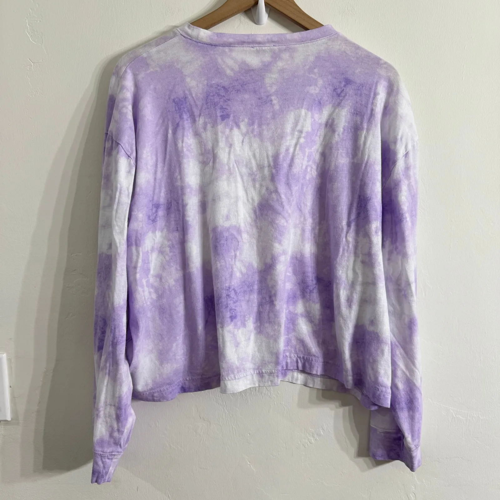J.Crew Vintage Lilac & White Tie Dye Long Sleeve Boxy T Shirt Top Size XL Cotton - Image 5