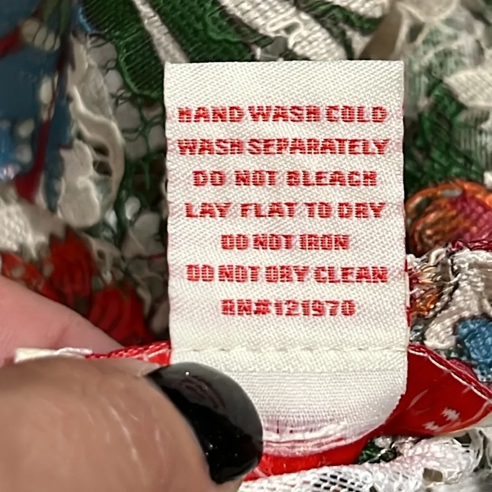 Flying Tomato women’s size small 3/4 zip up back lace floral bell sleeve spring - Image 12