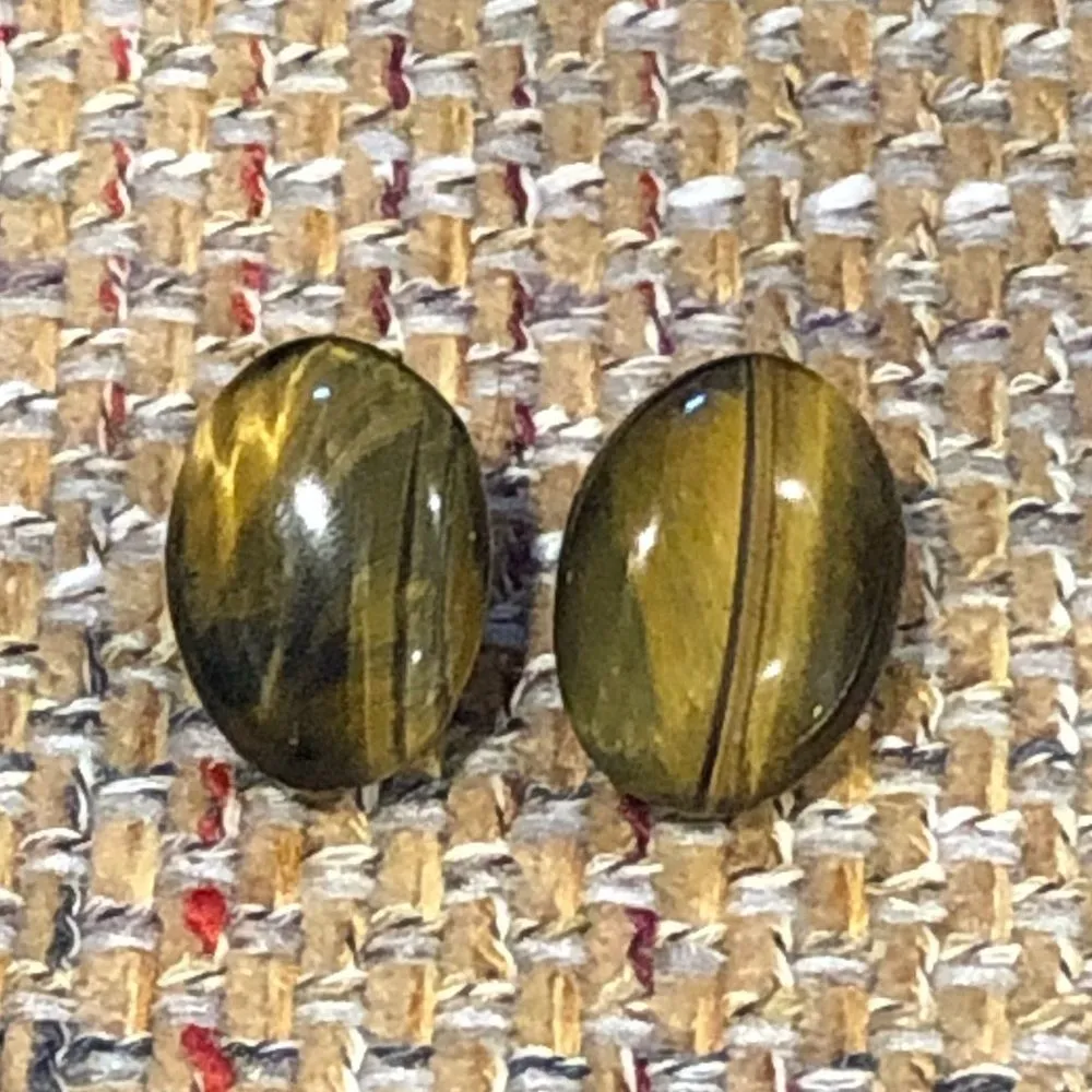 Tigers Eye Oval Cabochon Earrings With Sterling Silver Posts - Image 8