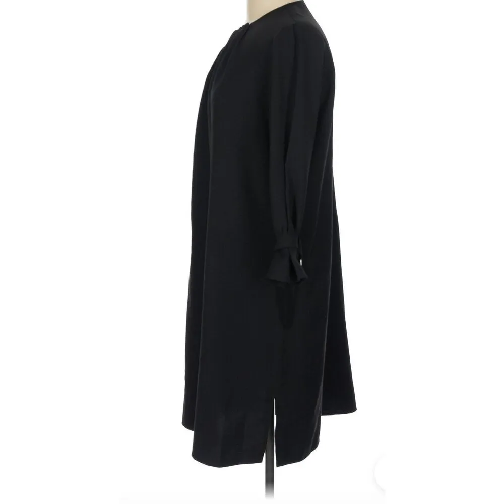 Ming‎ Wang Buckle Cuff Crepe Shift Dress in Black Cocktail Business L Minimalist - Image 6