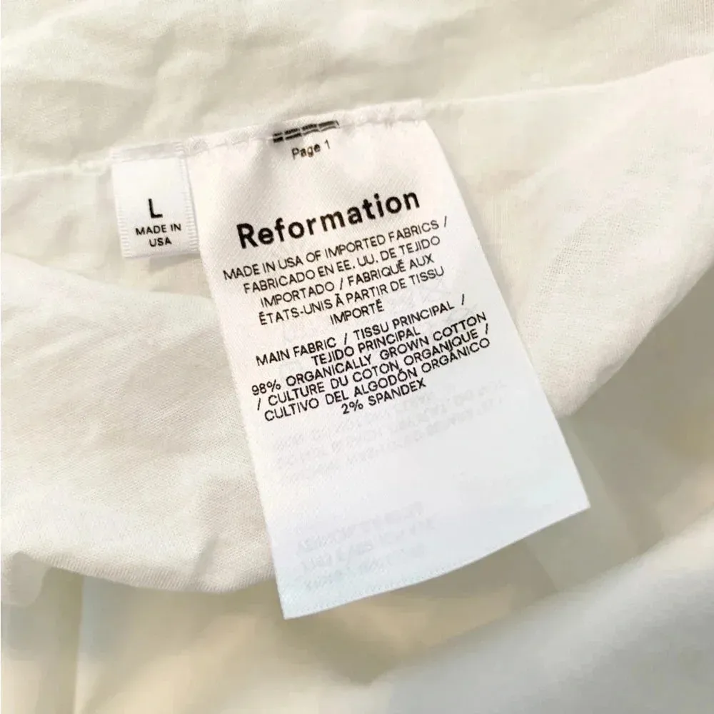 NWT Reformation East White Organic Cotton Tiered Midi Dress Size L - Image 9