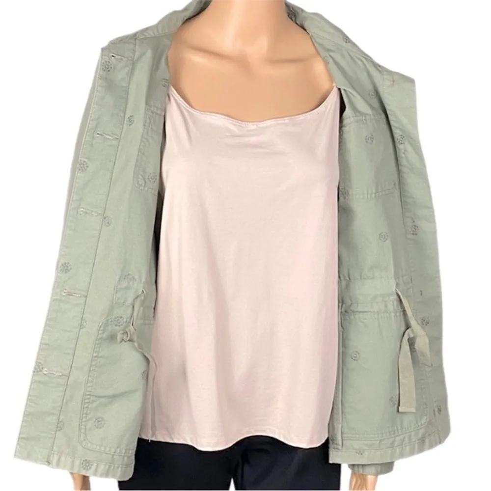 TALBOTS sage green 100% Cotton jacket with tie waist & POCKETS. SMALL. EUC - Image 8