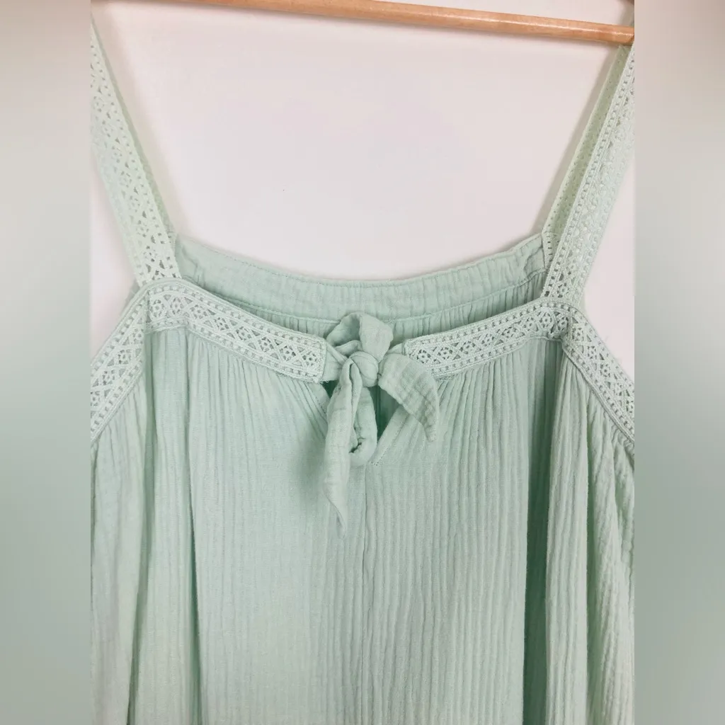 Magaschoni mint green cotton gauze maxi dress with lace trim and flounce. Size L - Image 3