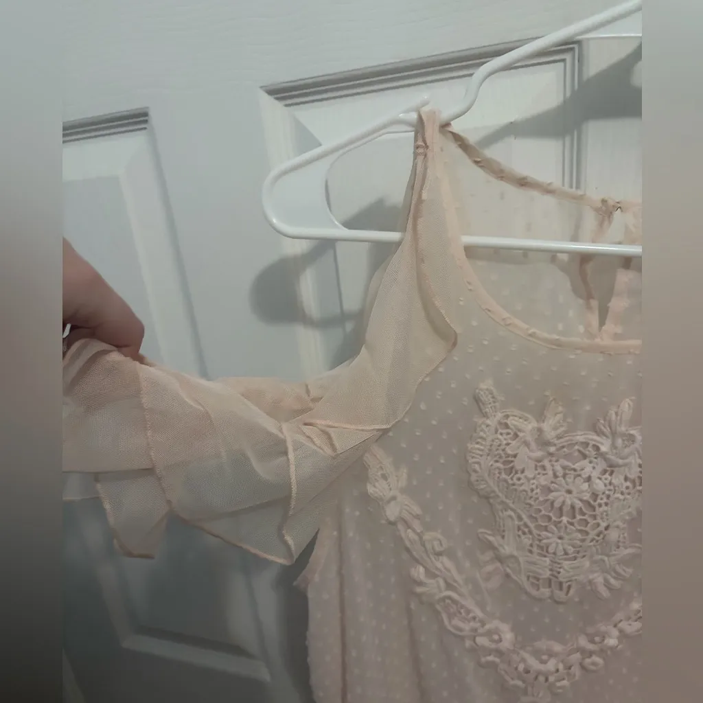 Forever 21 Blush Lace Ruffle Blouse - Image 2