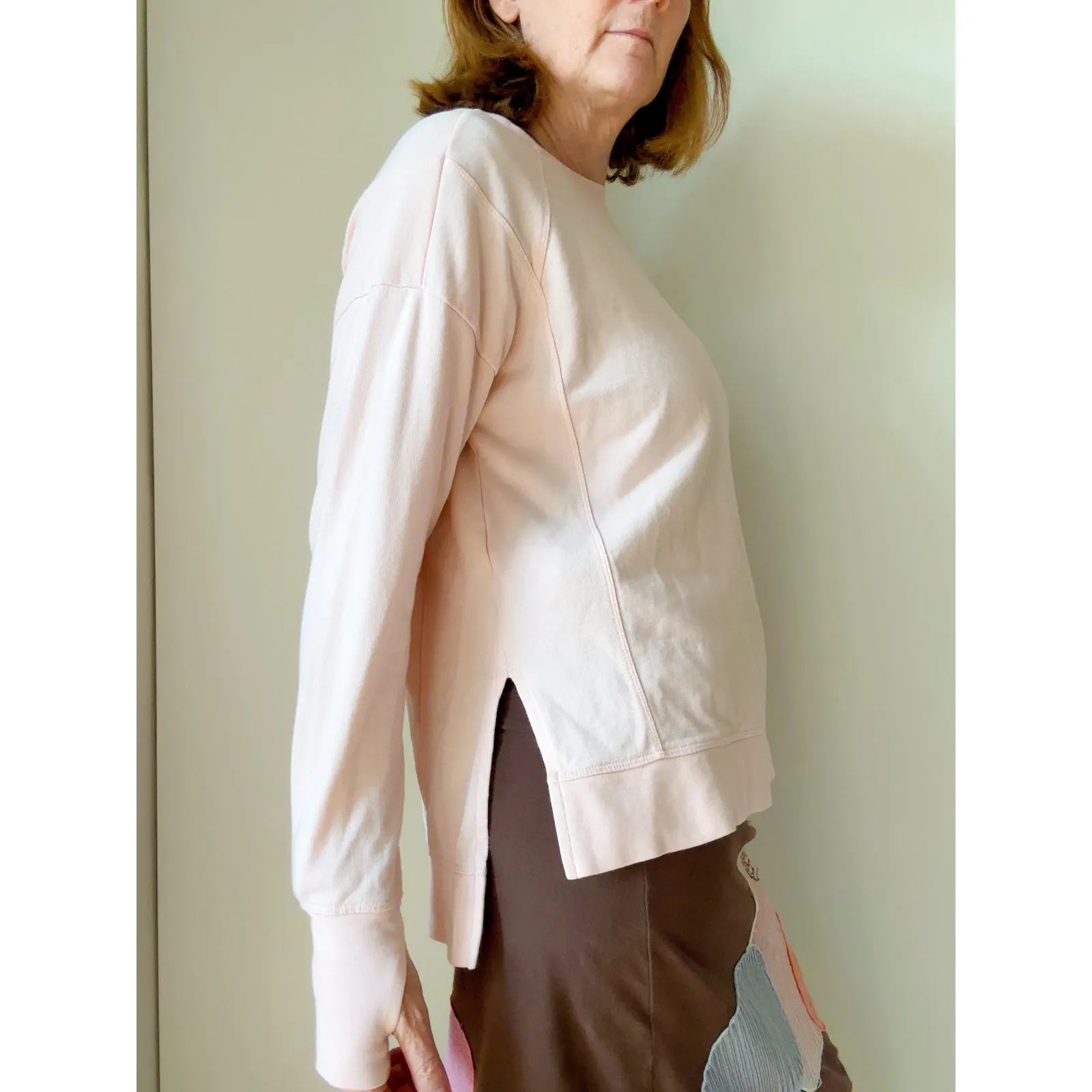 Sweaty Betty Cotton After Class Longline Sweatshirt Pastel Pink Size Sm - Image 6