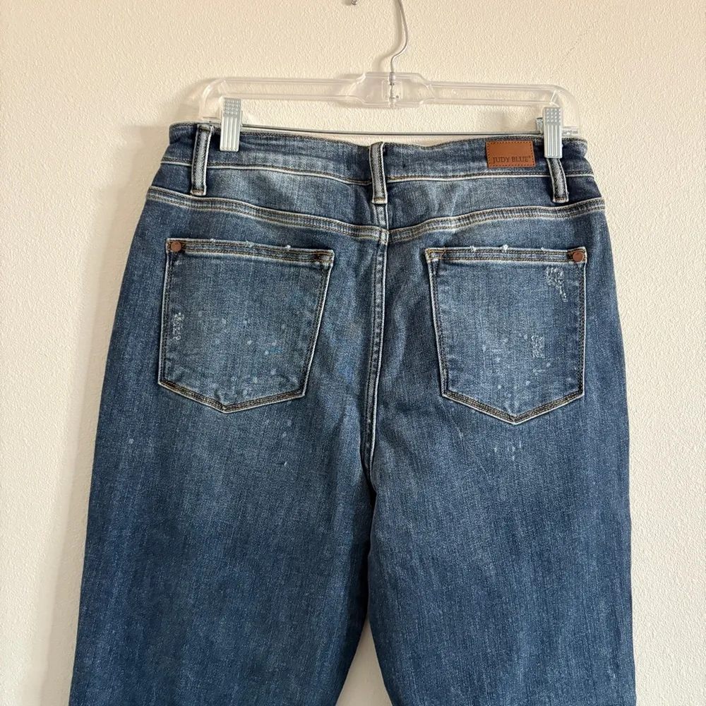 Judy Blue Paint Splatter Boyfriend Size 11/30 Loose Fit High Rise Straight Leg - Image 8