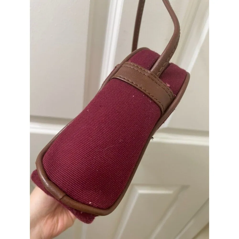 vintage Etienne Aigner Red Crossbody Purse 9" x 6" Canvas Cotton - Image 4