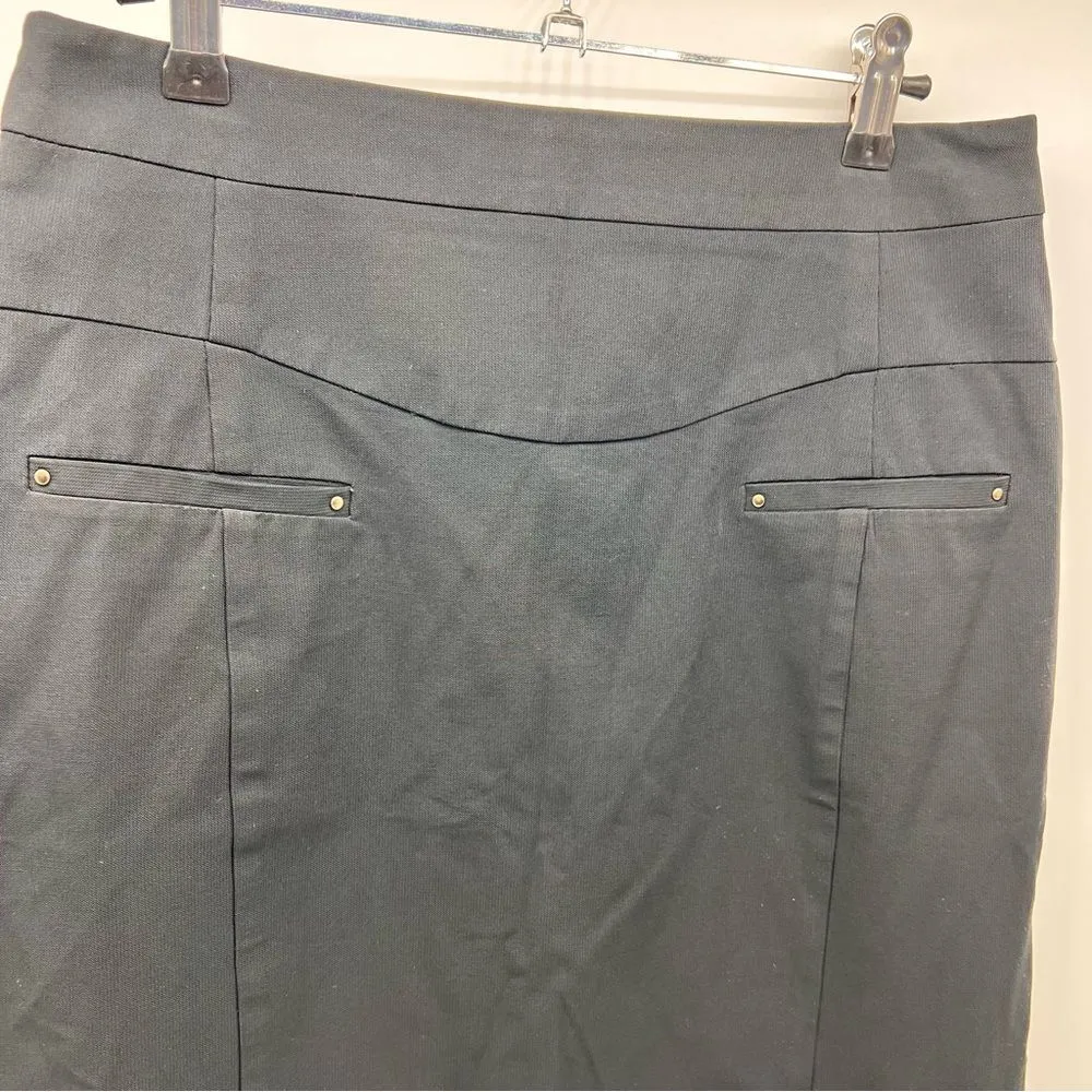 Nanette Lepore Pencil Skirt w/Pleated Trim at the Hem-Metal Exposed Zipper-Sz 6 - Image 5