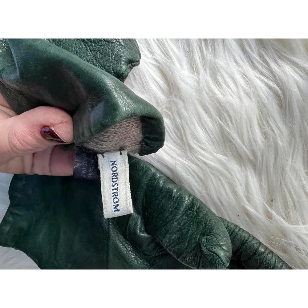 Nordstrom Elegant Green Leather Gloves size 7.5 - Image 5