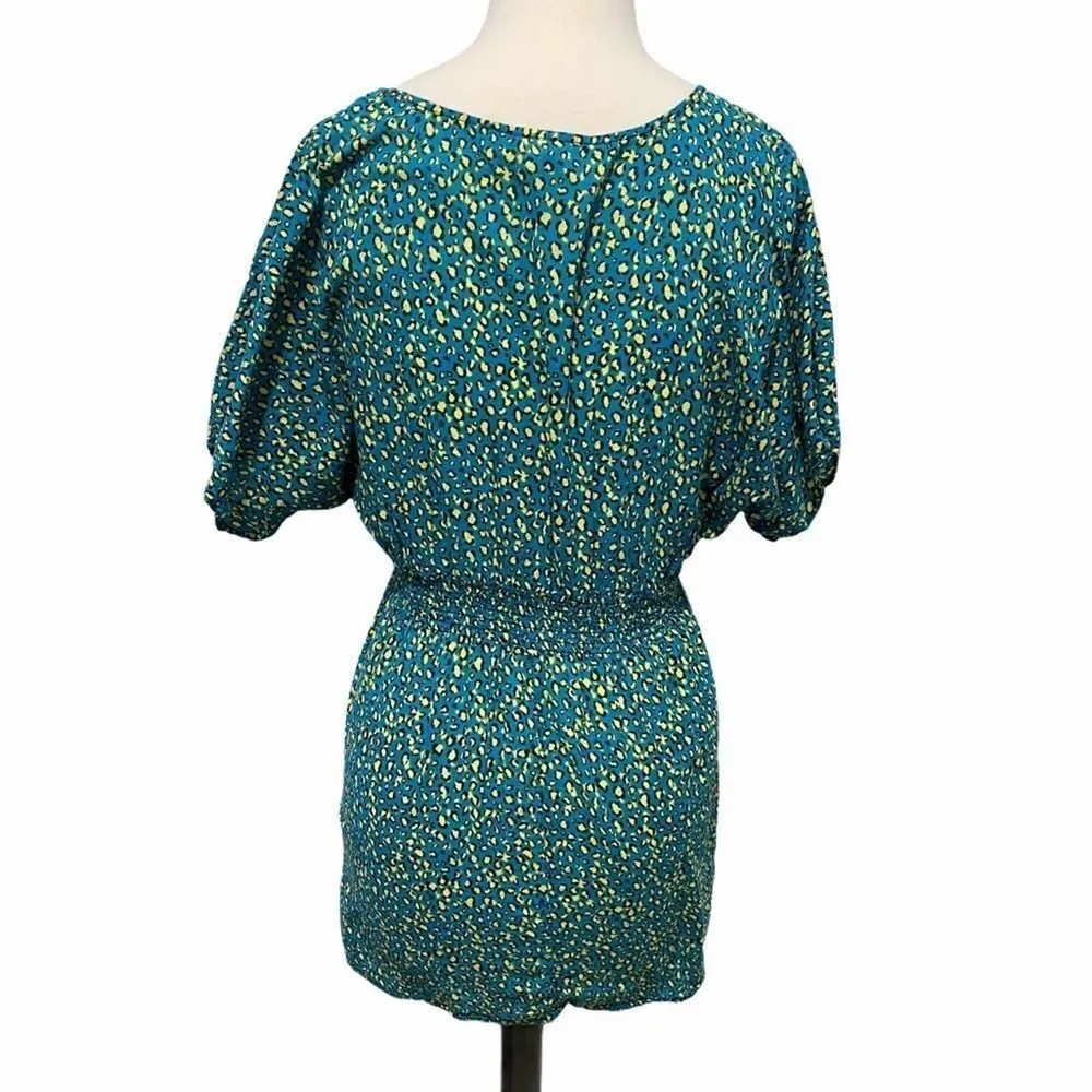 Xhilaration V-Neck Cheetah Leopard Animal Print Swim‎ Cover Up Blue Green Large - Image 8