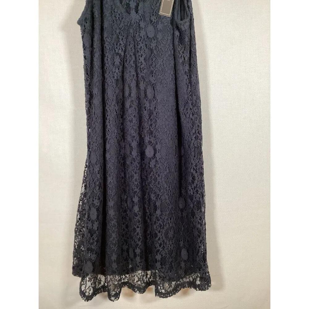 MONTEAU LOS ANGELES Small Blue Lace Halter Short Dress Lining Summer Classic - Image 3