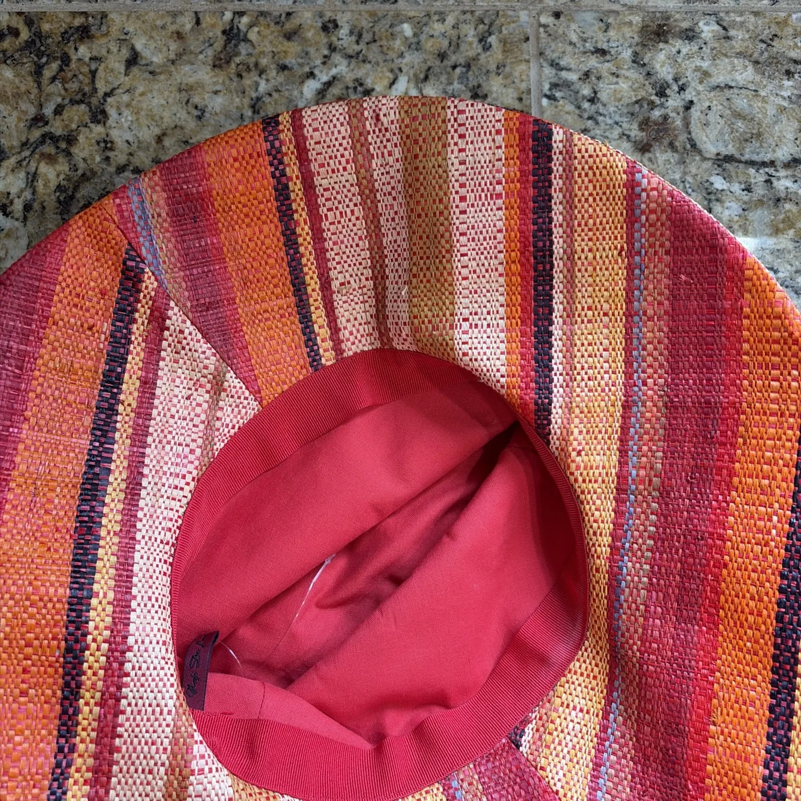 Rafi de Luca Orange Colorful Stripe Straw? Hat Unisex Womens Accessory One Size - Image 12