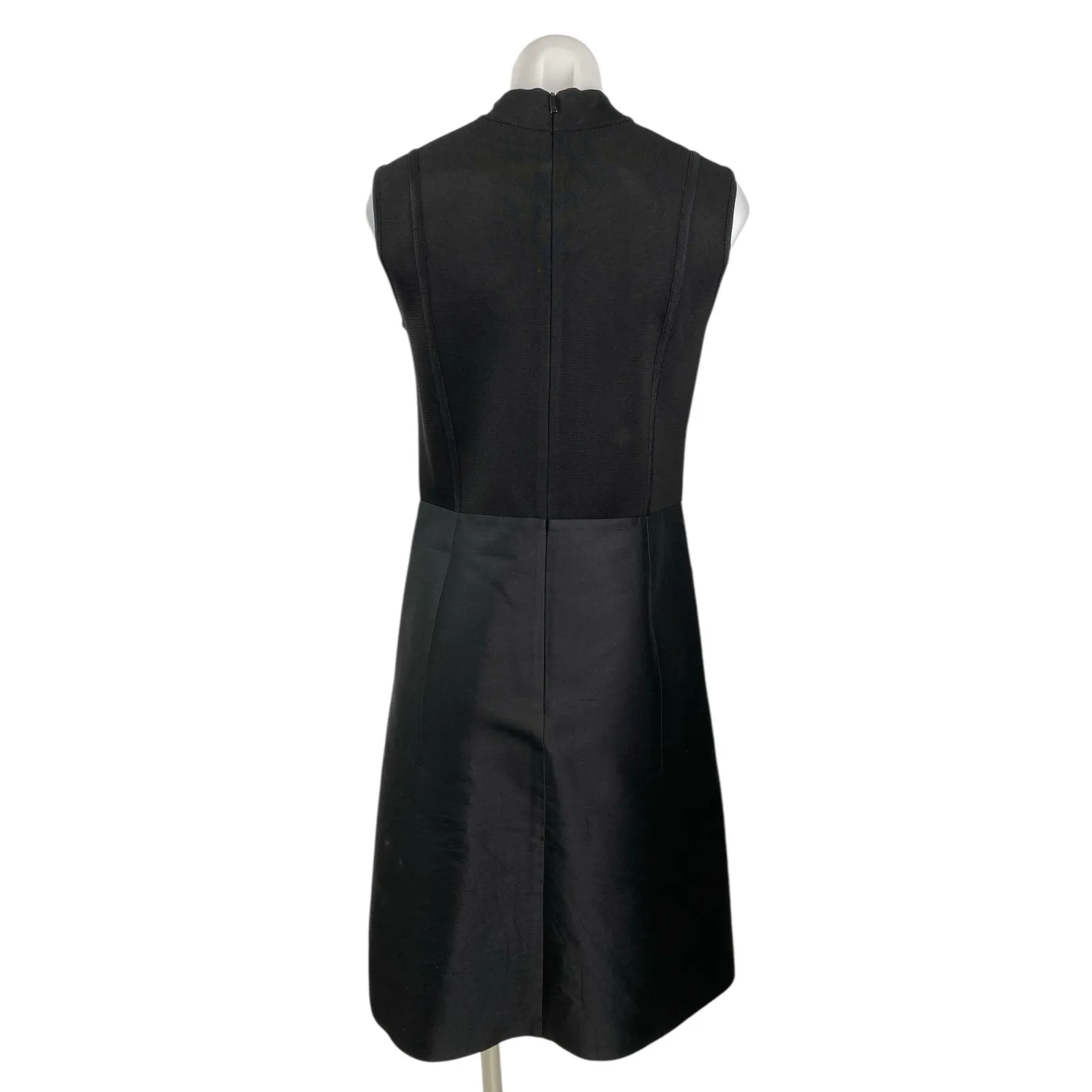 Lafayette 148 Indra Black Sleeveless Mock Neck Tank Flared A Line Midi Dress S - Image 3