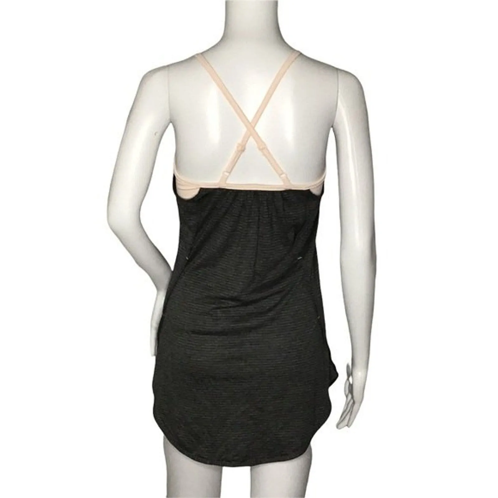 Calia Tank Womens XS Gray Stripe‎ Pink Sport Bra Criss Cross Workout Athleisure - Image 3