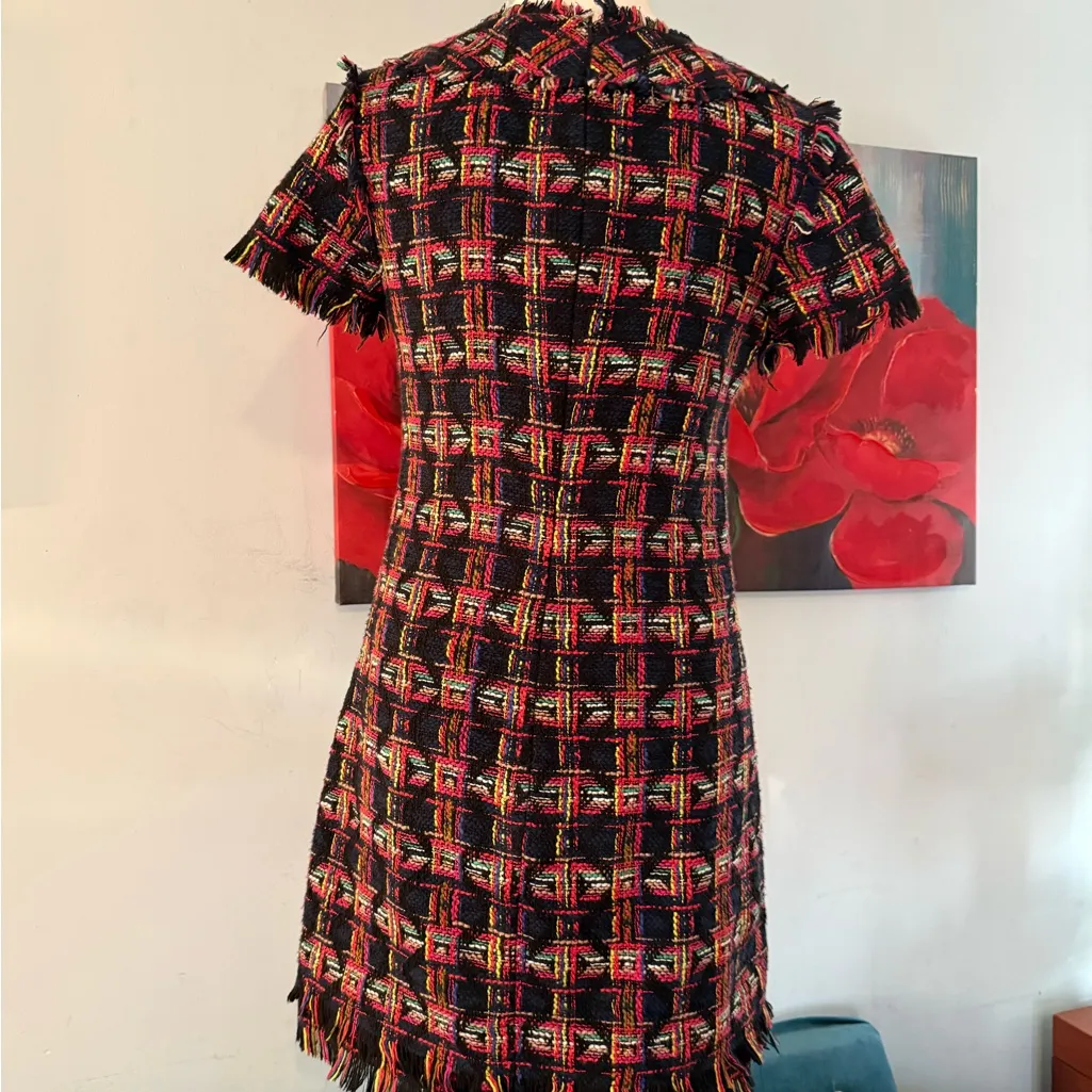 Trina Turk Leann Tweed Fringe Dress Women’s Size 0 XS Lined EUC - Image 6
