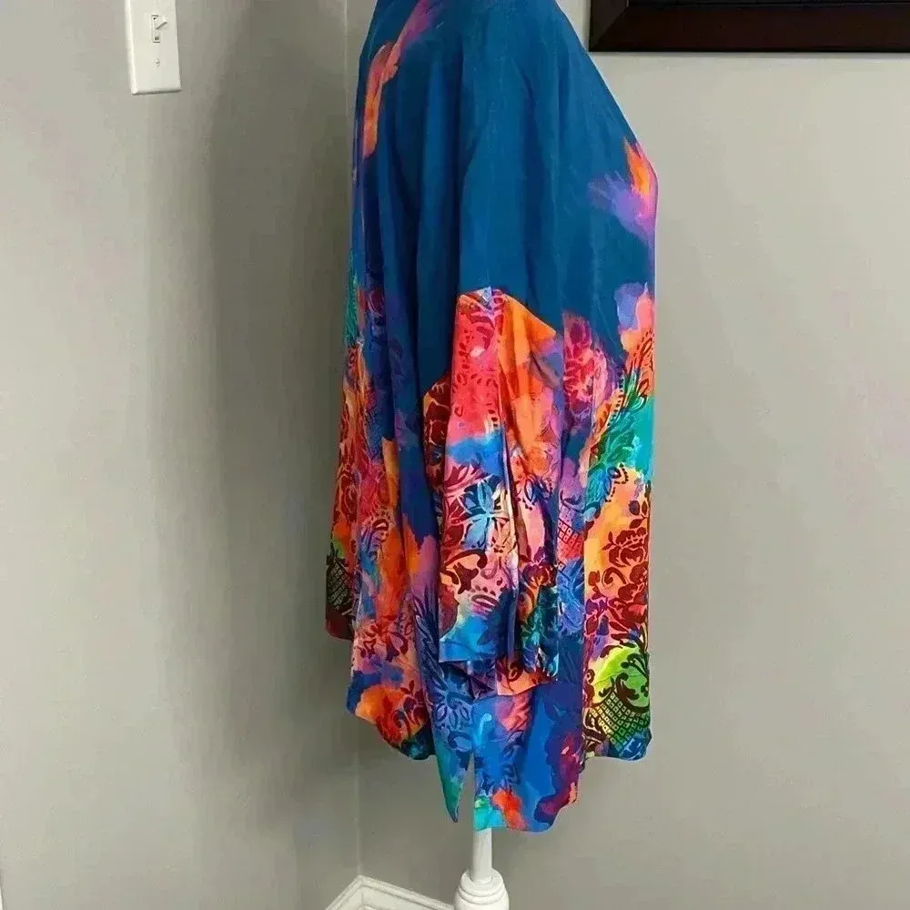 Soft surroundings floral water color tunic artsy art teacher mature NEW Size L - Image 3