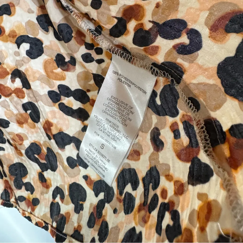 Democracy Orange & Black Animal Print Zip Front Long Sleeve Blouse S - Image 5