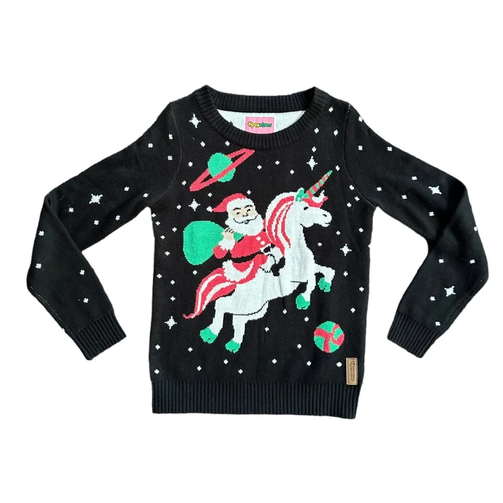Tipsy Elves Women Santa Unicorn Ugly Christmas Sweater by  Size Small - Image 3