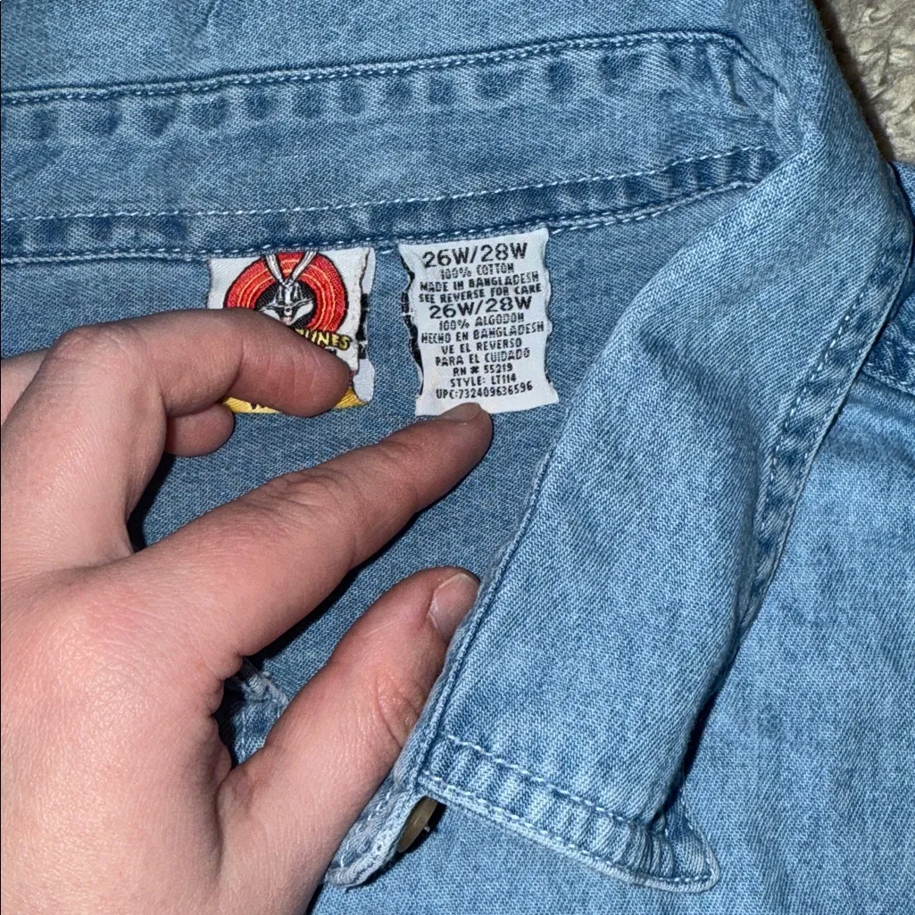 Looney Tunes Tweety Bird Button Down Denim Long Sleeve Shirt - Image 4