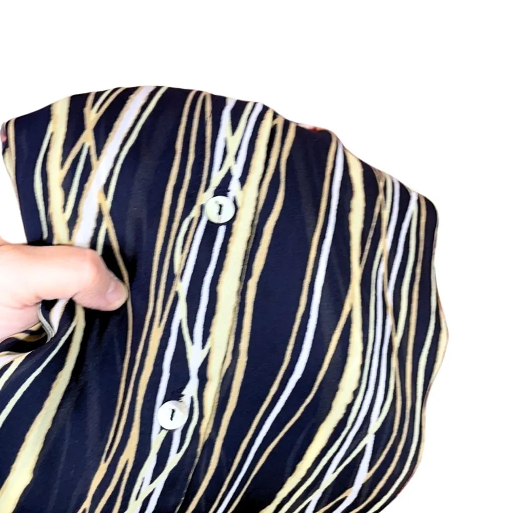 Vintage Sheri Martin Abstract Lines Printed Button Down Long Sleeve Blouse - Image 6