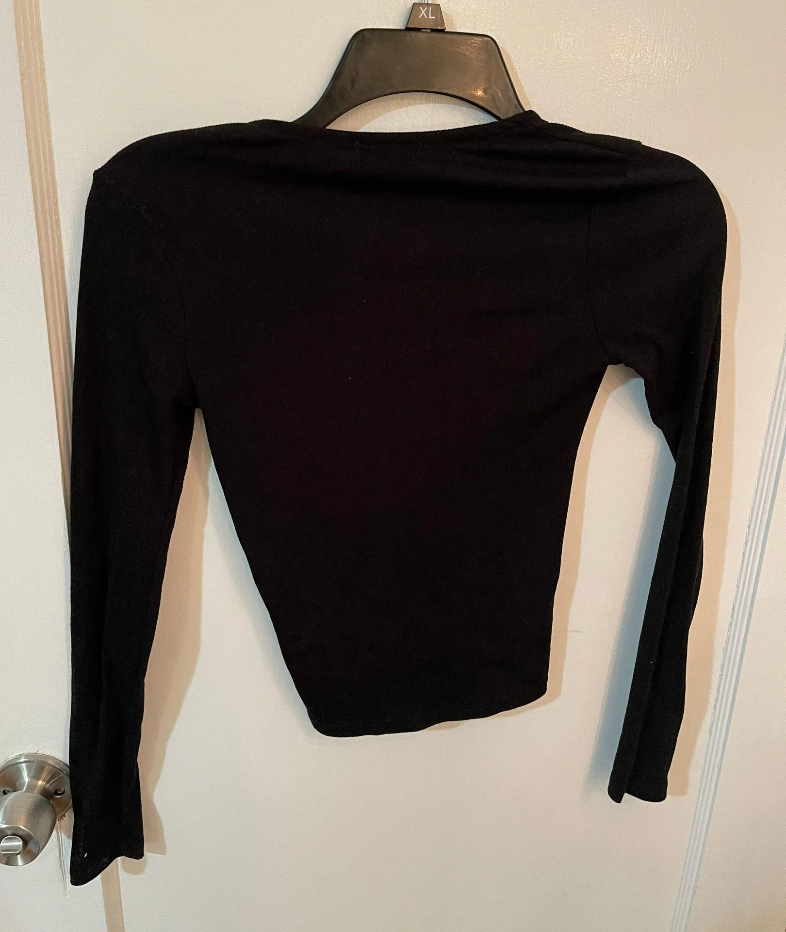 Black Long Sleeve Tie Up Shirt - Image 2