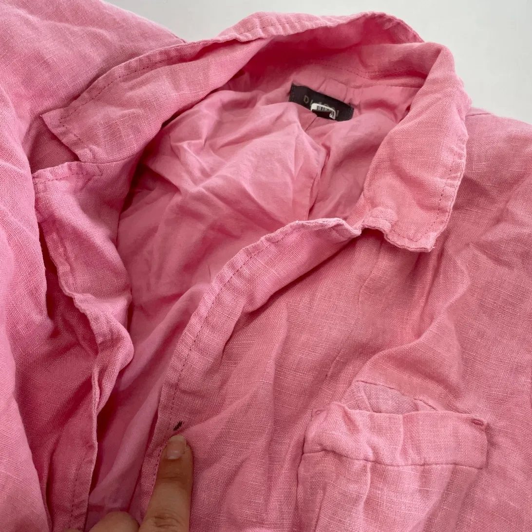 DL1961 Blazer Womens X Small Flamingo Pink Collared‎ Slouchy Linen Jacket - Image 13