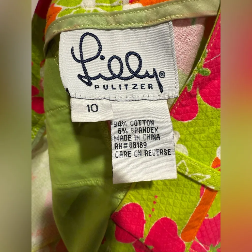 Women’s Vtg Lilly‎ Pulitzer Gidget Flip Flops Cropped Pants Size 10 - Image 9