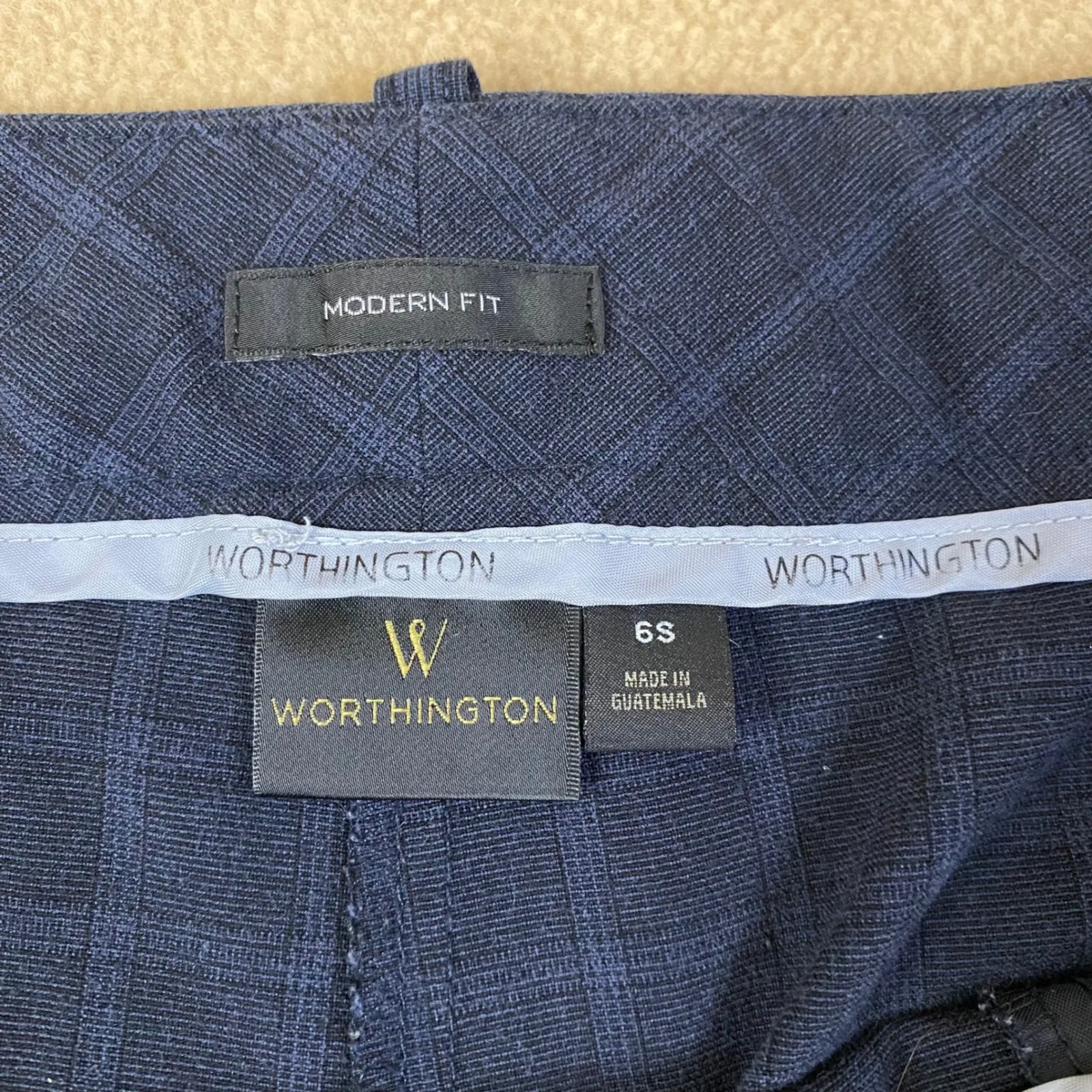 Worthington Modern Fit Blue Plaid Career Dress Pants Womens Zipper Pockets Sz 6S - Image 7