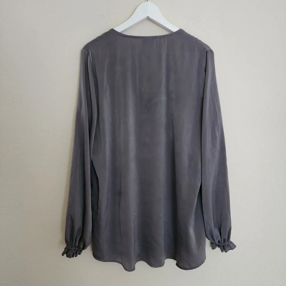 Show Me Your Mumu Satin Top Button Down Women Size M Long Sleeves Paxton TuiGray - Image 2