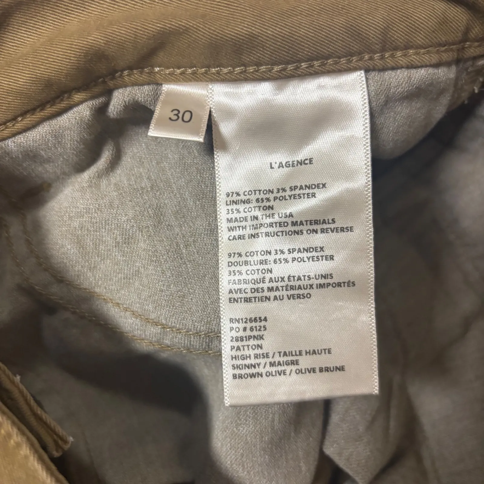 L'Agence Patton High Rise Skinny Cargo Pants Olive Brown Zip Ankle Women size 30 - Image 7