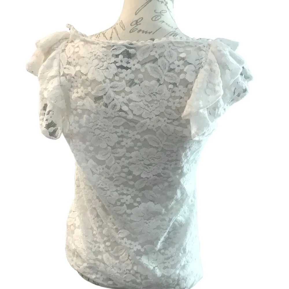 Rue 21 Lace Blouse Short Sleeve Medium - Image 4