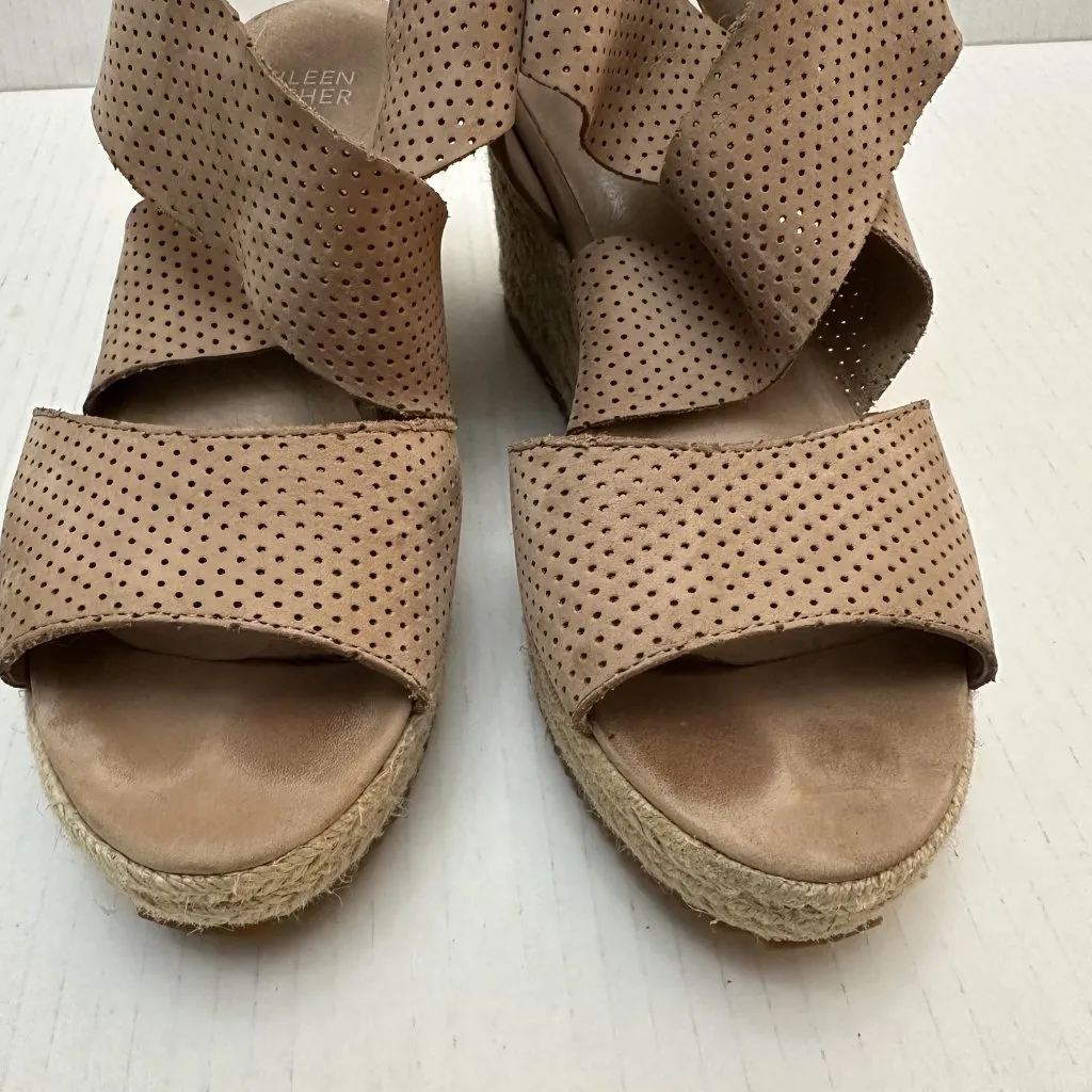 Eileen Fisher Shoes Womens Size 6 Wedge Sandals Espadrille Perforated Leather - Image 8
