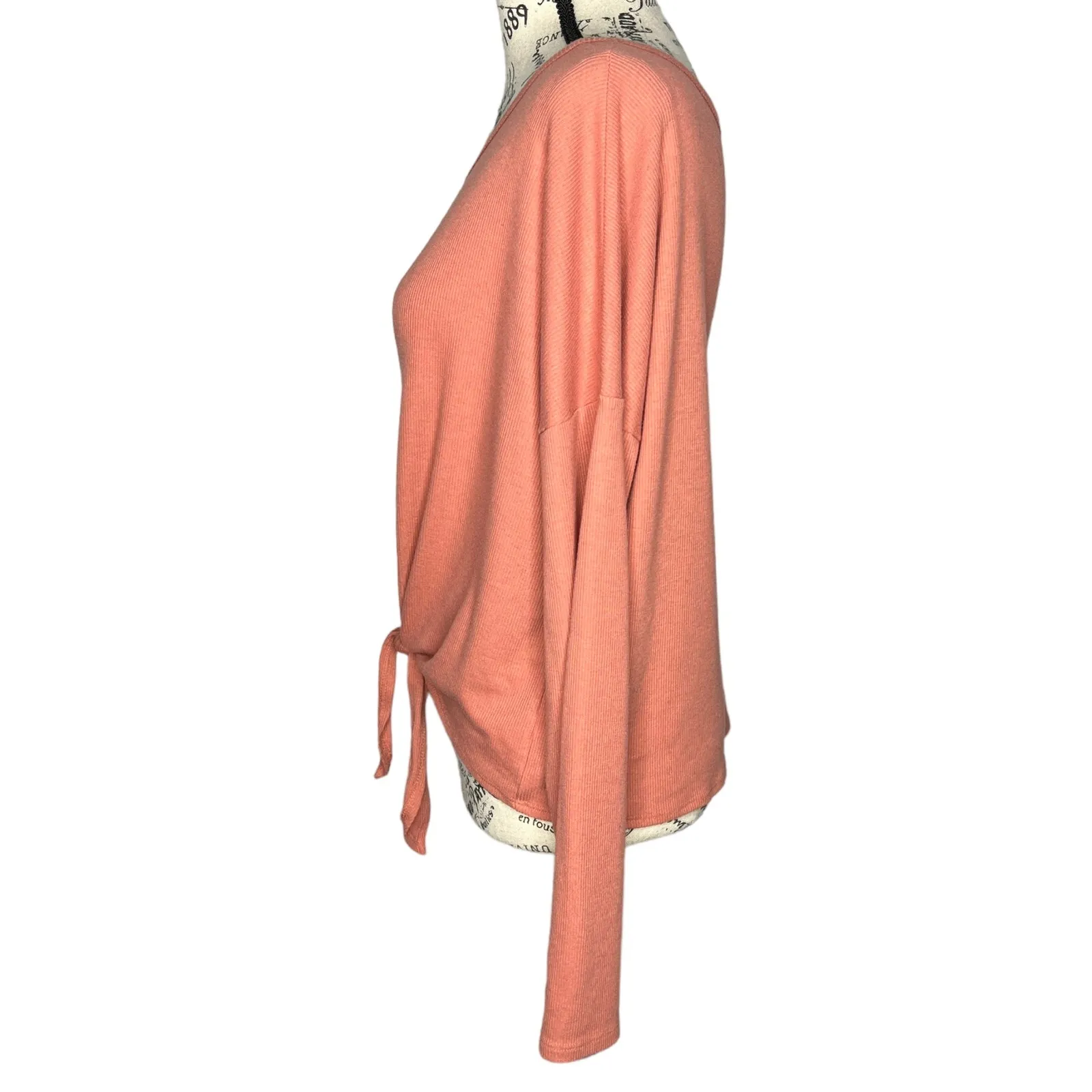 Arizona Jean Co (XL) Ribbed Front Tie Dolman Long Sleeve Stretchy Relaxed Tee - Image 3