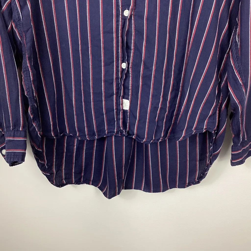 Grayson The Hero Navy Striped Button Down Shirt Size Small Blue - Image 4