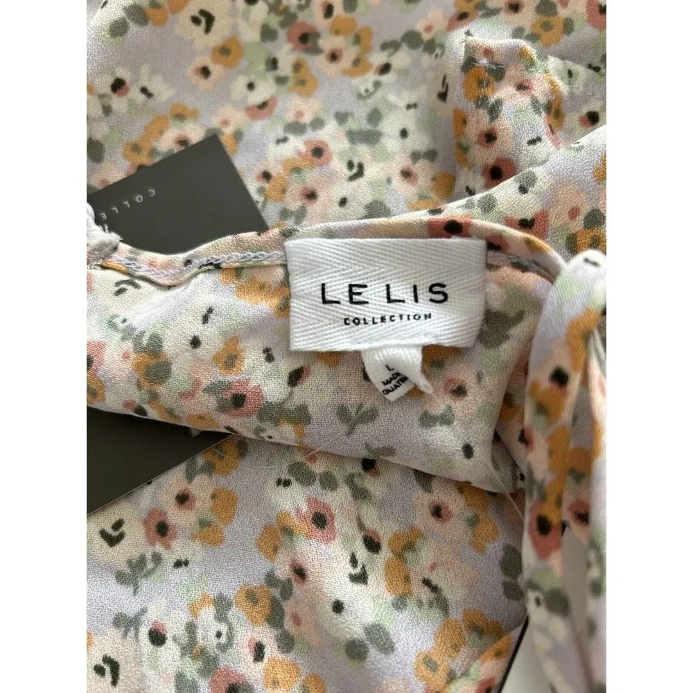 Le Lis Collection Women's Drape Front Halter Top Lilac OrangeFloral Print Size L - Image 5