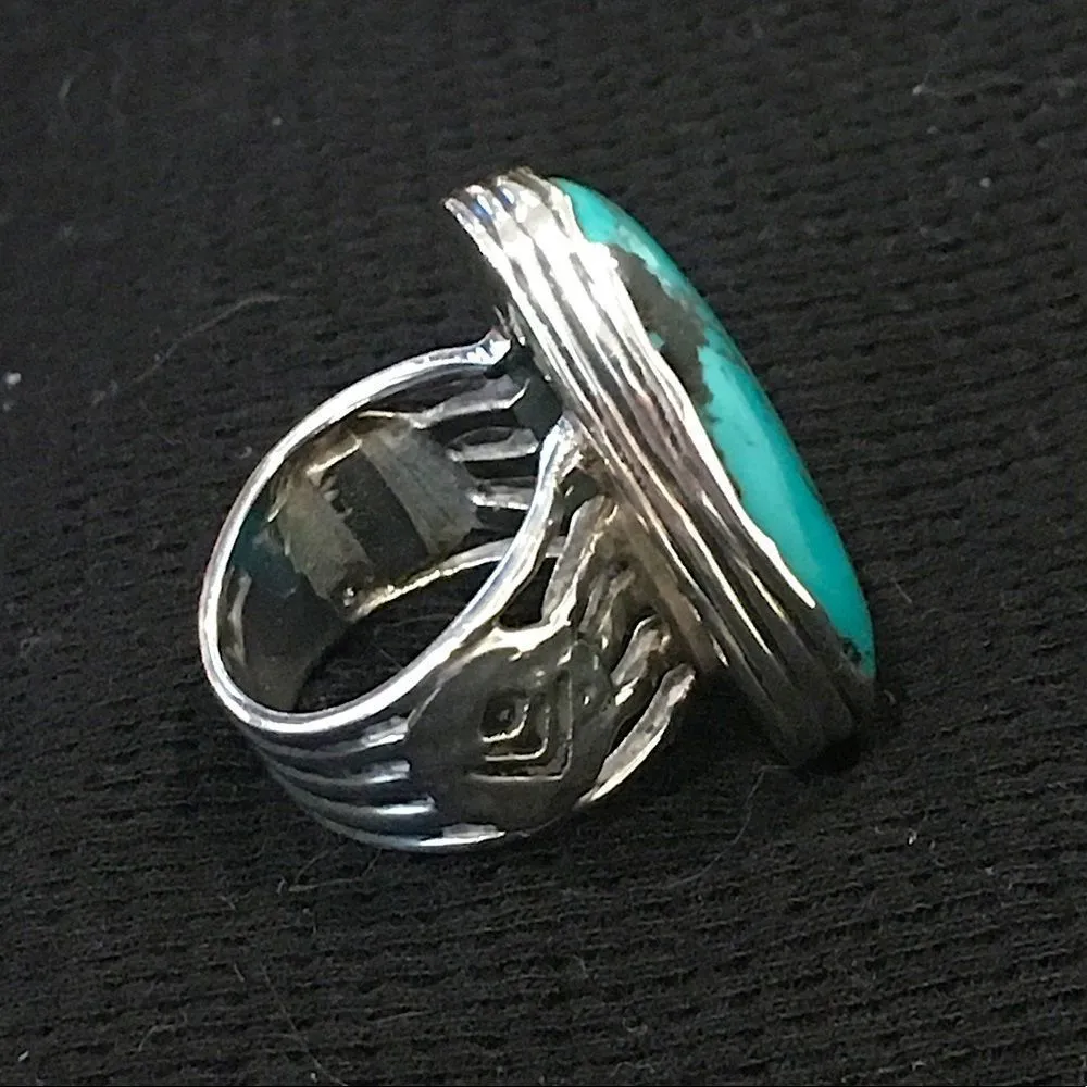 SILPADA Tumbled Turquoise Sterling Silver Statement Ring Sz 6 - Image 3