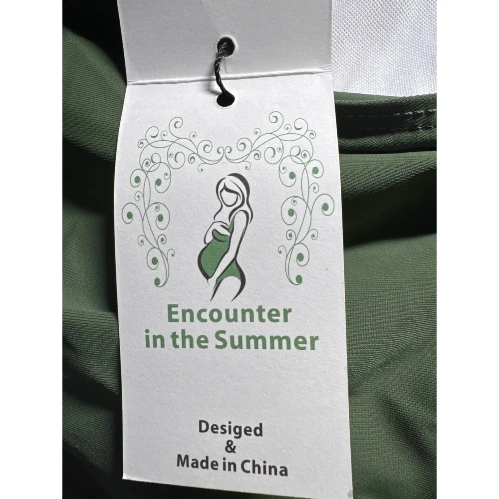 SummerSunshine Maternity Swimsuit Crisscross Tummy Control One Piece L Green Size L - Image 4