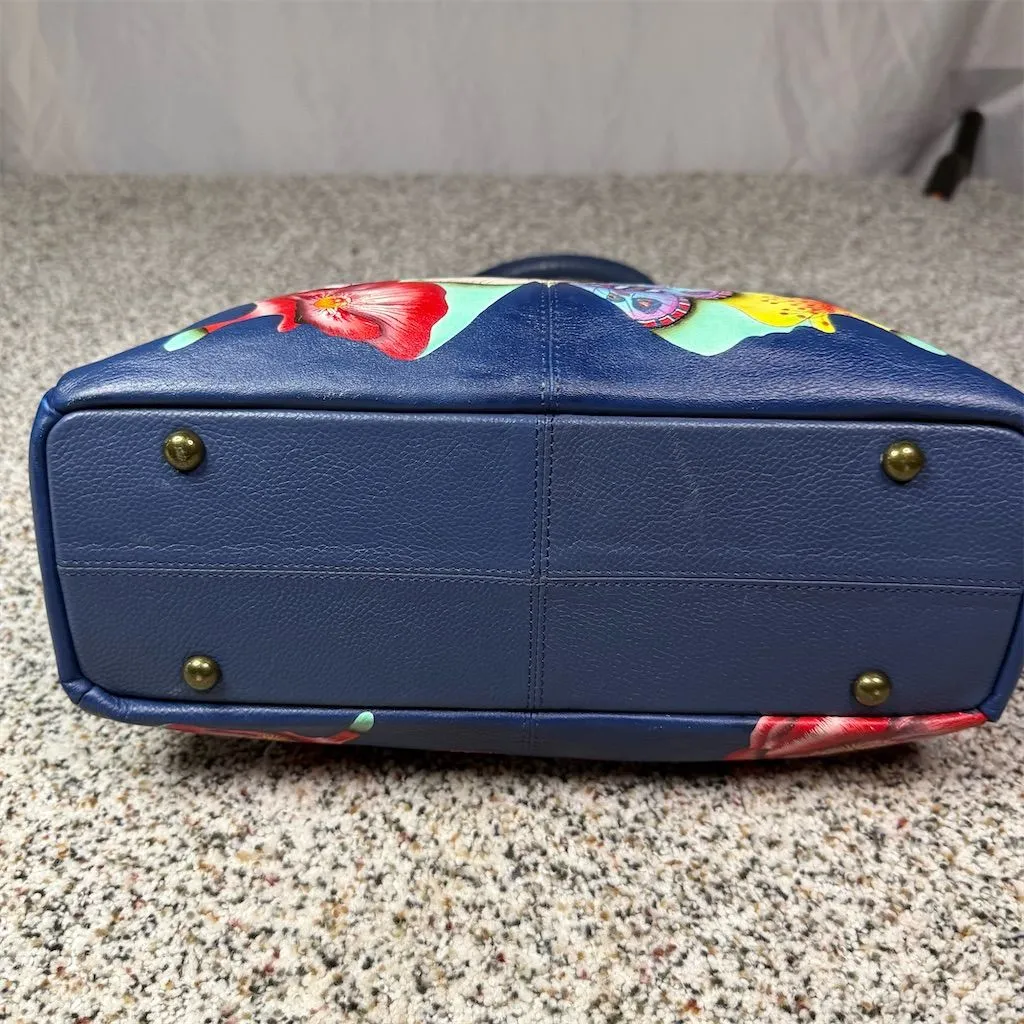 Anuschka Handpainted Butterfly Floral Hobo Bag Multicolor Large - Image 3