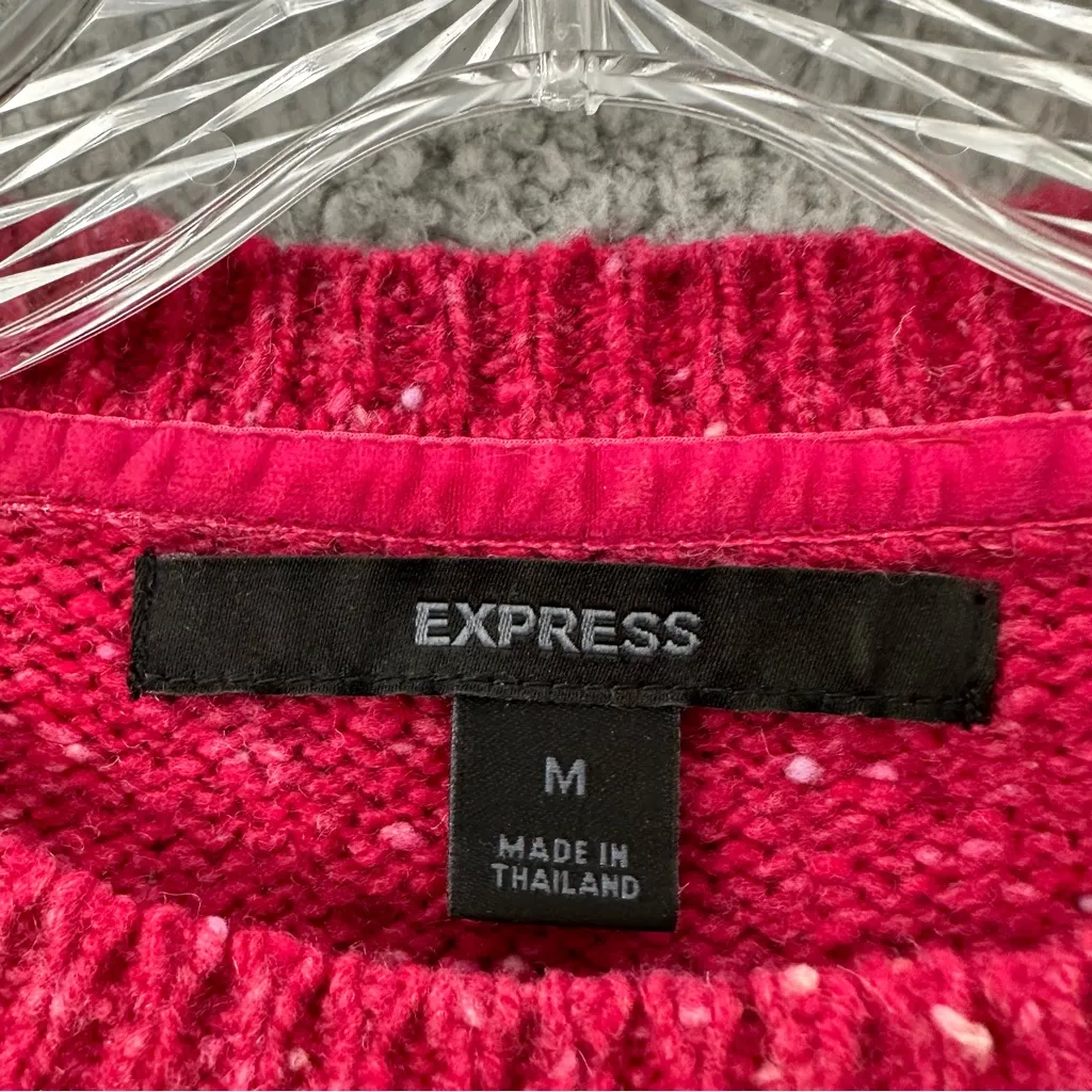 Y2K Express‎ Lambs Wool Long Sleeve Knit Sweater Preppy Cropped Retro Women's M - Image 4