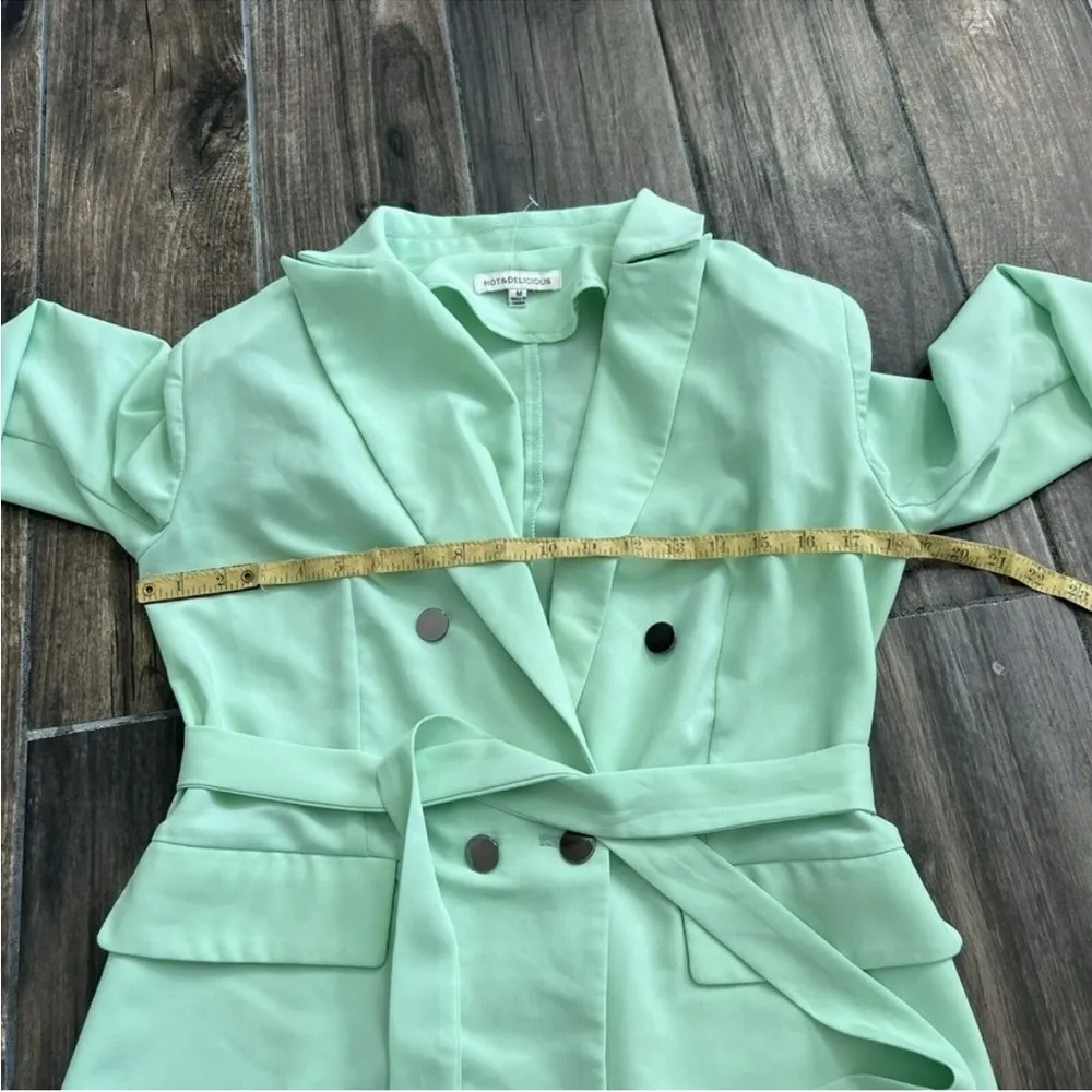 Mint Green Blazer Jacket Womens Mint Coat Double Breasted Button Blazer - Image 4