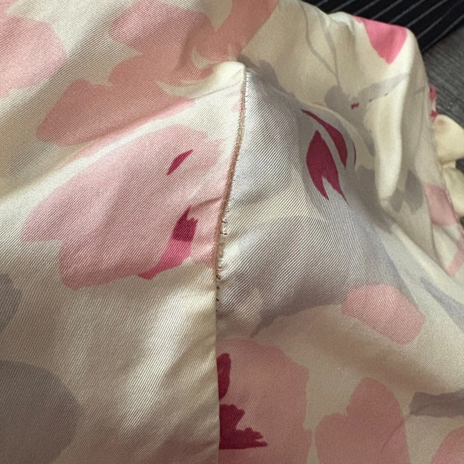 Marina Luna 100% Silk Halter Blouse Yellow Pink Floral Ruffle Neck‎ Size Small - Image 3