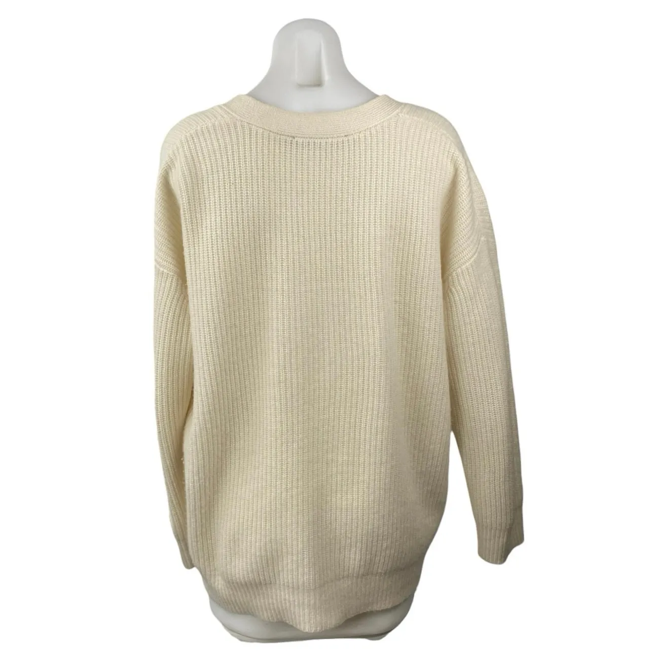 Jenni Kayne Cream White Ribbed Knit Button Down Long Sleeve Cardigan Sweater XXS - Image 3