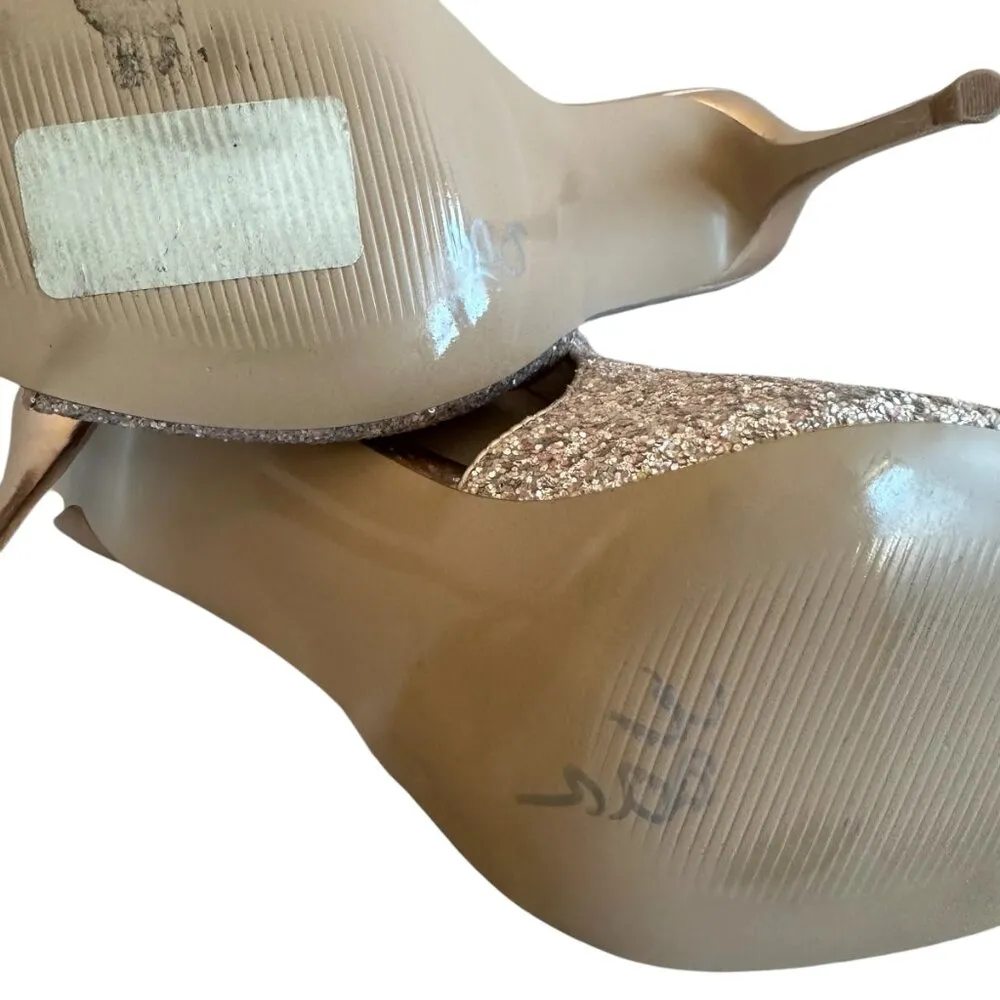 Steve Madden Sinful Pink Glitter Heels Open Toe Sandals Slides Size 7.5 Women's - Image 9