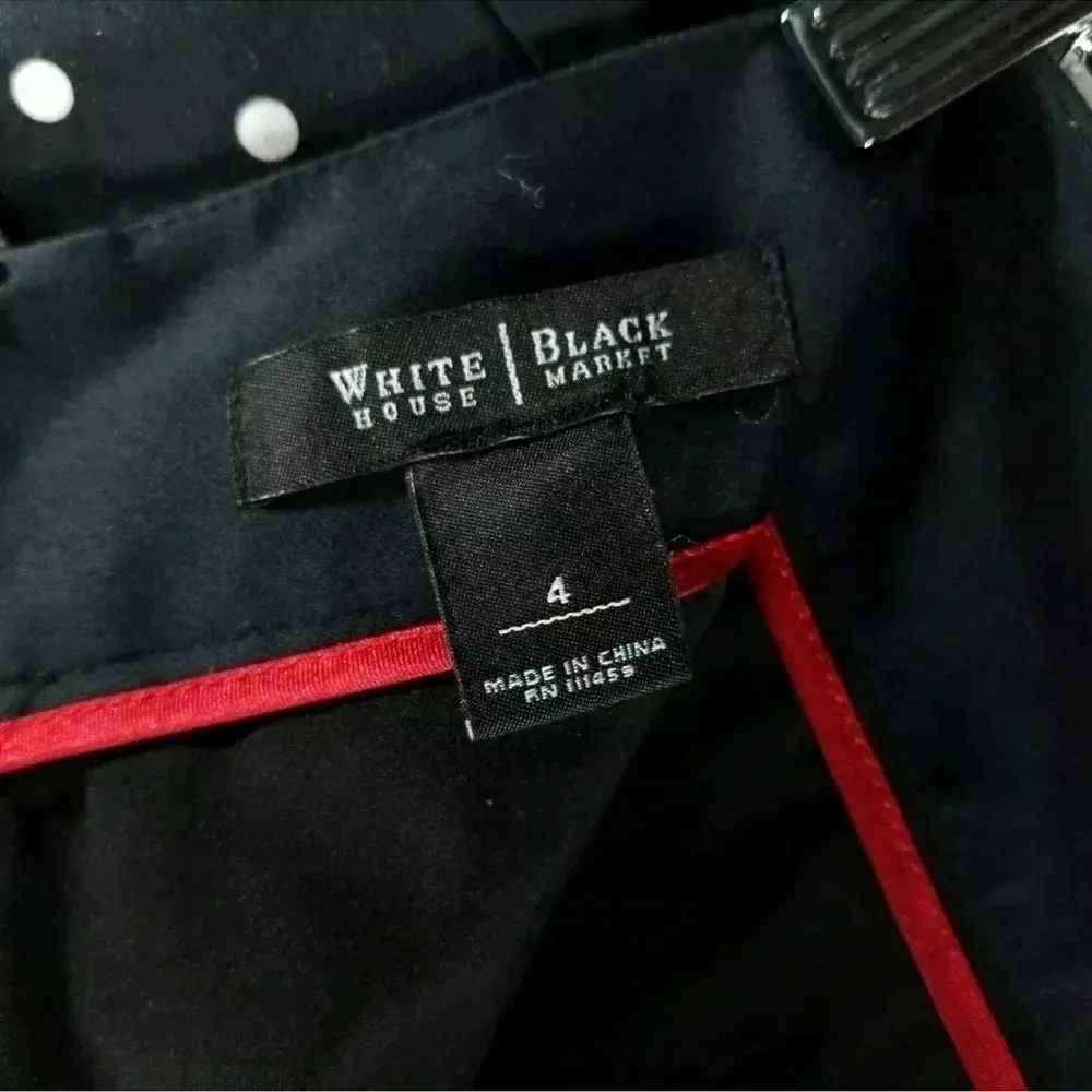 White House Black Market Size 4 Polka Dot Red Accent Ruffle Pencil Skirt WHBM - Image 5